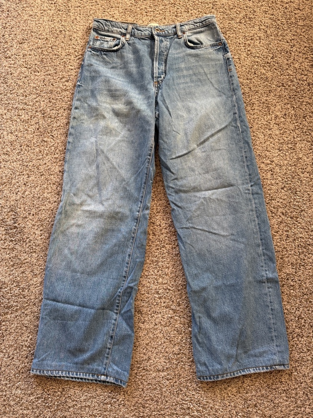 Zara Women's Straight Leg Jeans — Light Blue Denim